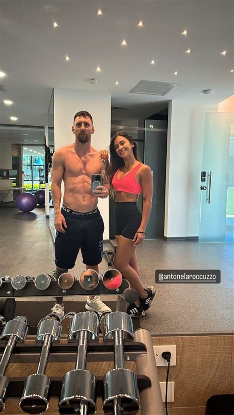 Lionel Messi poses topless for gym selfie with wife Antonela